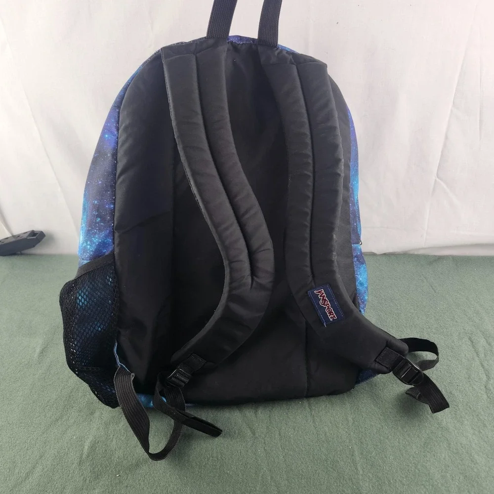 JanSport XL Big Student Laptop Backpack Cosmic Galaxy Blue Cyberspace Dimensions
